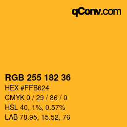 颜色代码: RGB 255 182 36 | qconv.com