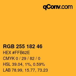 颜色代码: RGB 255 182 46 | qconv.com
