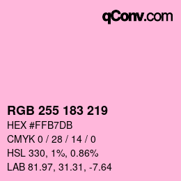 颜色代码: RGB 255 183 219 | qconv.com