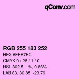 Color code: RGB 255 183 252 | qconv.com