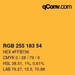 Color code: RGB 255 183 54 | qconv.com