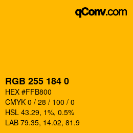 颜色代码: RGB 255 184 0 | qconv.com