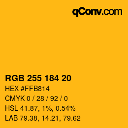颜色代码: RGB 255 184 20 | qconv.com