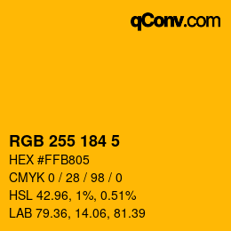 Color code: RGB 255 184 5 | qconv.com