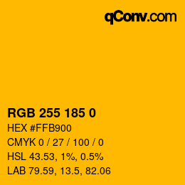 Código de color: RGB 255 185 0 | qconv.com