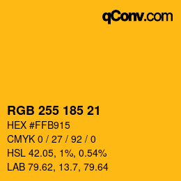 Color code: RGB 255 185 21 | qconv.com