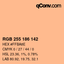 Color code: RGB 255 186 142 | qconv.com