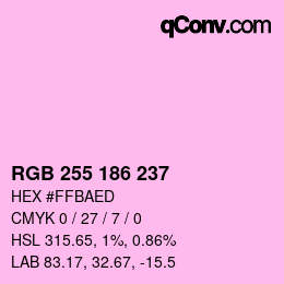 Color code: RGB 255 186 237 | qconv.com