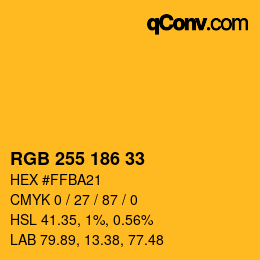 Color code: RGB 255 186 33 | qconv.com