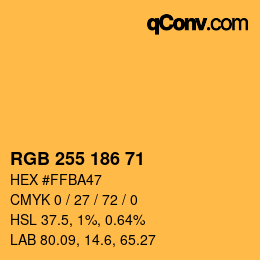 Color code: RGB 255 186 71 | qconv.com