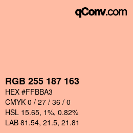 Color code: RGB 255 187 163 | qconv.com