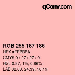 Color code: RGB 255 187 186 | qconv.com