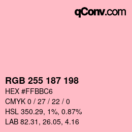 Color code: RGB 255 187 198 | qconv.com