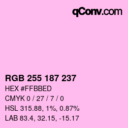 Color code: RGB 255 187 237 | qconv.com