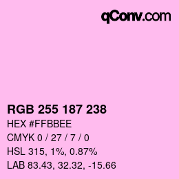 Color code: RGB 255 187 238 | qconv.com