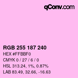 Color code: RGB 255 187 240 | qconv.com