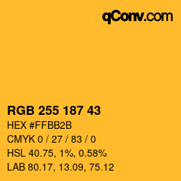 Color code: RGB 255 187 43 | qconv.com