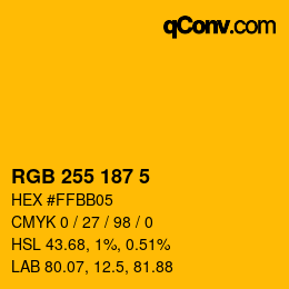 Color code: RGB 255 187 5 | qconv.com