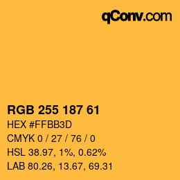Color code: RGB 255 187 61 | qconv.com