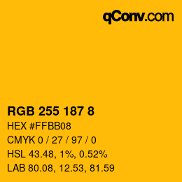 カラーコード: RGB 255 187 8 | qconv.com
