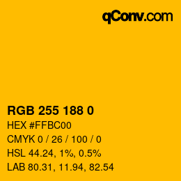 颜色代码: RGB 255 188 0 | qconv.com