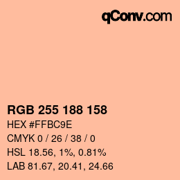 Color code: RGB 255 188 158 | qconv.com