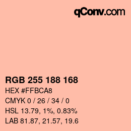 Color code: RGB 255 188 168 | qconv.com