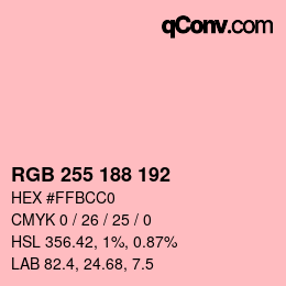 Color code: RGB 255 188 192 | qconv.com