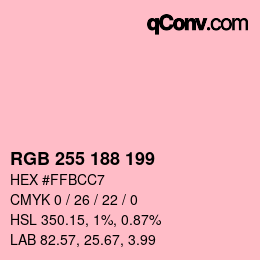 Color code: RGB 255 188 199 | qconv.com