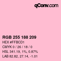 Color code: RGB 255 188 209 | qconv.com