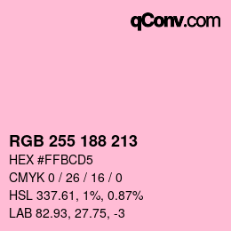 Color code: RGB 255 188 213 | qconv.com