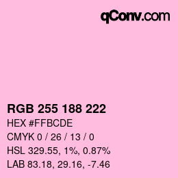 Color code: RGB 255 188 222 | qconv.com