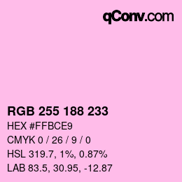 Color code: RGB 255 188 233 | qconv.com