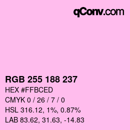 Color code: RGB 255 188 237 | qconv.com