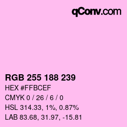 Color code: RGB 255 188 239 | qconv.com