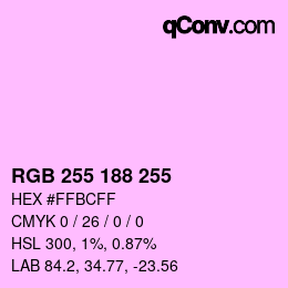 Color code: RGB 255 188 255 | qconv.com