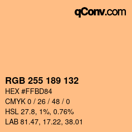 Color code: RGB 255 189 132 | qconv.com