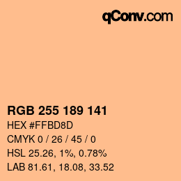 Color code: RGB 255 189 141 | qconv.com