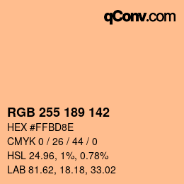 Color code: RGB 255 189 142 | qconv.com