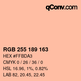 Color code: RGB 255 189 163 | qconv.com