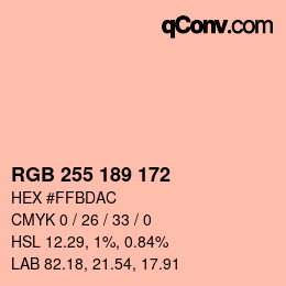 Color code: RGB 255 189 172 | qconv.com