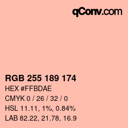 Color code: RGB 255 189 174 | qconv.com