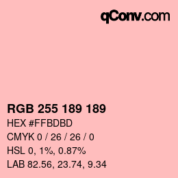 カラーコード: RGB 255 189 189 | qconv.com