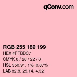 颜色代码: RGB 255 189 199 | qconv.com