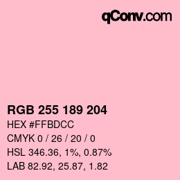 Color code: RGB 255 189 204 | qconv.com