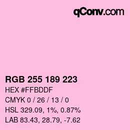 Color code: RGB 255 189 223 | qconv.com