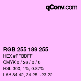 Color code: RGB 255 189 255 | qconv.com