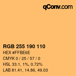 Código de color: RGB 255 190 110 | qconv.com