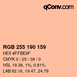 カラーコード: RGB 255 190 159 | qconv.com