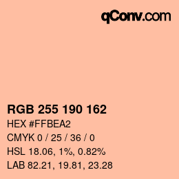 Color code: RGB 255 190 162 | qconv.com